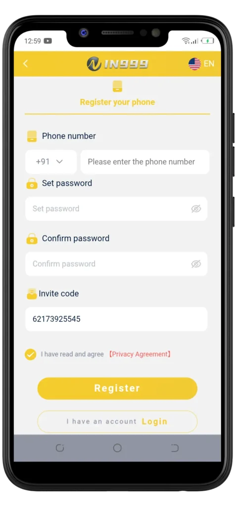 How to Register in999 game png photo